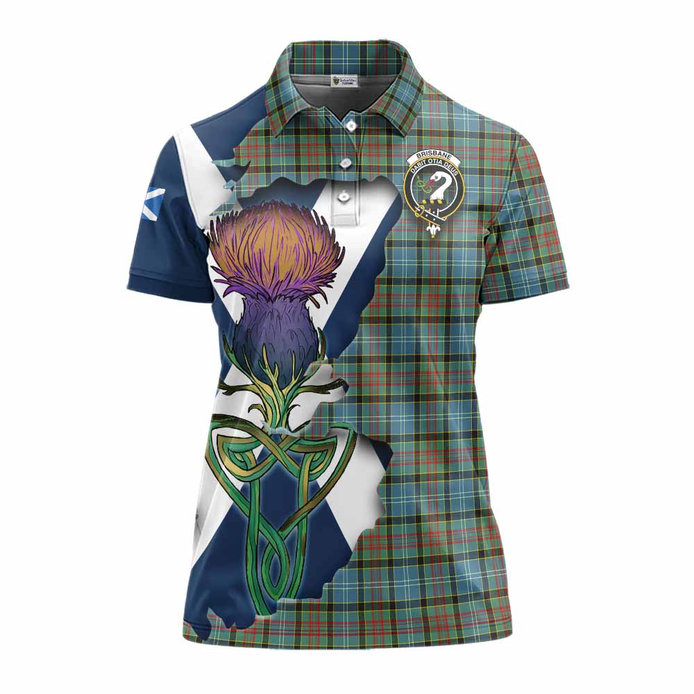 Tartan Vibes Clothing Brisbane Tartan Family Crest Women's Polo Shirt Scottish Thistle Celtic Inspired