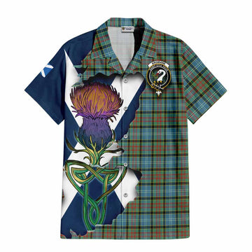 Tartan Vibes Clothing Brisbane Tartan Family Crest Short Sleeve Button Shirt Scottish Thistle Celtic Inspired