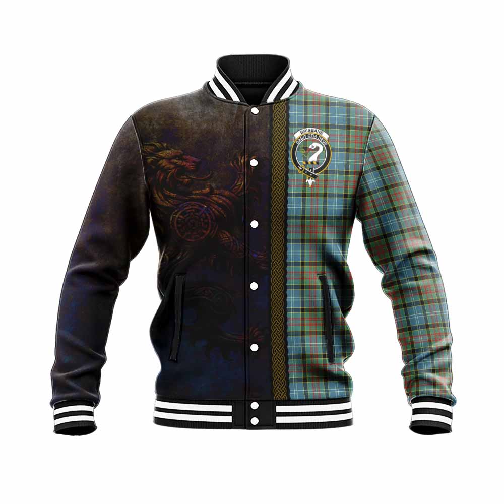 Tartan Vibes Clothing Brisbane Tartan Family Crest Baseball Jacket Alba Gu Brath Be Brave Lion Ancient Style