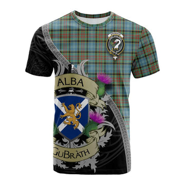Brisbane Tartan Family Crest Cotton T-shirt Lion Rampant Royal Thistle Shield Celtic Inspired
