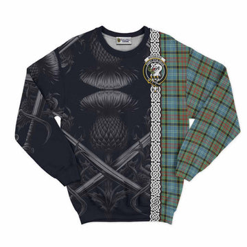 Tartan Vibes Clothing Brisbane Tartan Sweatshirt with Family Crest Cross Sword Thistle Celtic Vibes