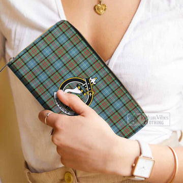 Brisbane Tartan Women's Leather Wallet with Family Crest