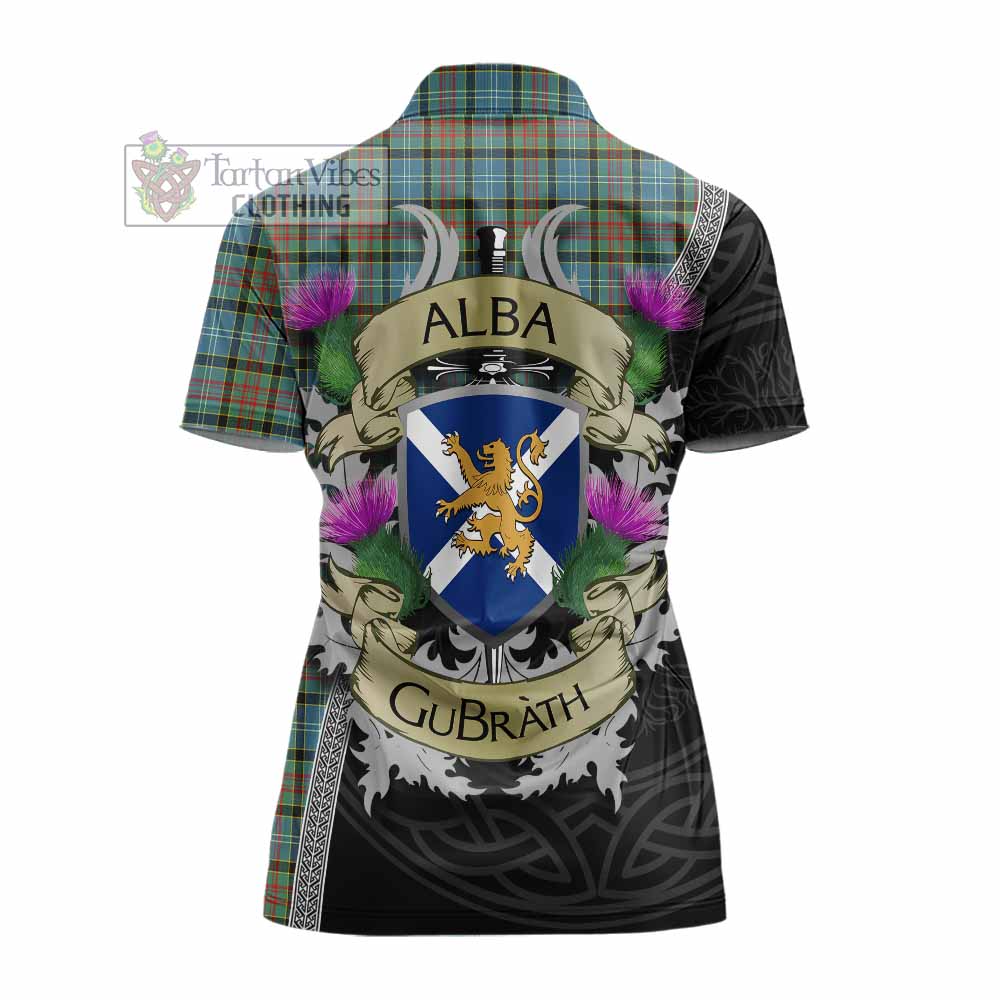 Tartan Vibes Clothing Brisbane Tartan Family Crest Women's Polo Shirt Lion Rampant Royal Thistle Shield Celtic Inspired