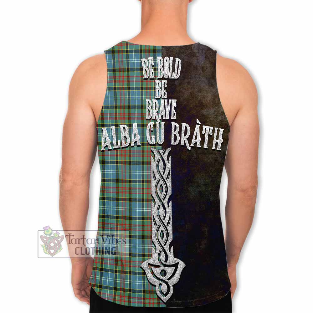 Tartan Vibes Clothing Brisbane Tartan Family Crest Men's Tank Top Alba Gu Brath Be Brave Lion Ancient Style