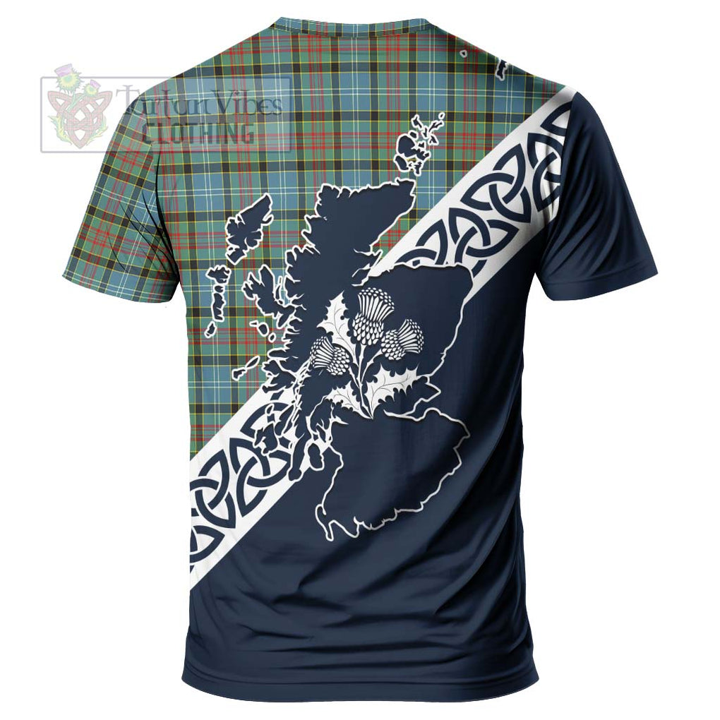 Brisbane Tartan T-Shirt Featuring Thistle and Scotland Map - Tartanvibesclothing Store