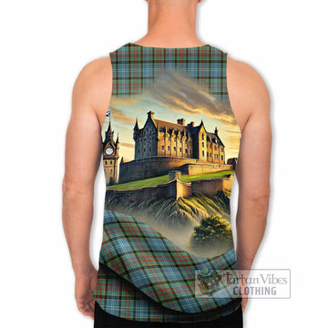 Tartan Vibes Clothing Brisbane Tartan Family Crest Men's Tank Top with Scottish Ancient Castle Style