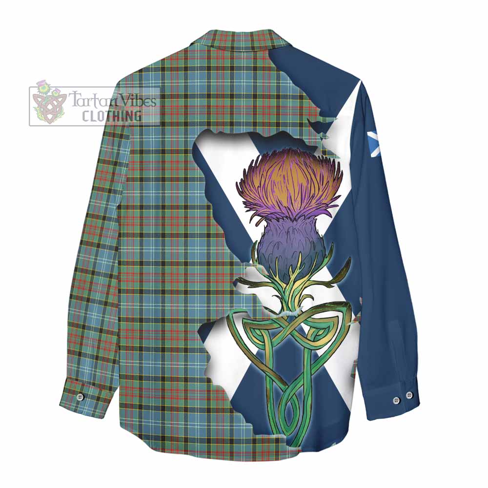 Tartan Vibes Clothing Brisbane Tartan Family Crest Women's Casual Shirt Scottish Thistle Celtic Inspired
