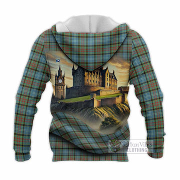 Brisbane Tartan Family Crest Knitted Hoodie with Scottish Ancient Castle Style
