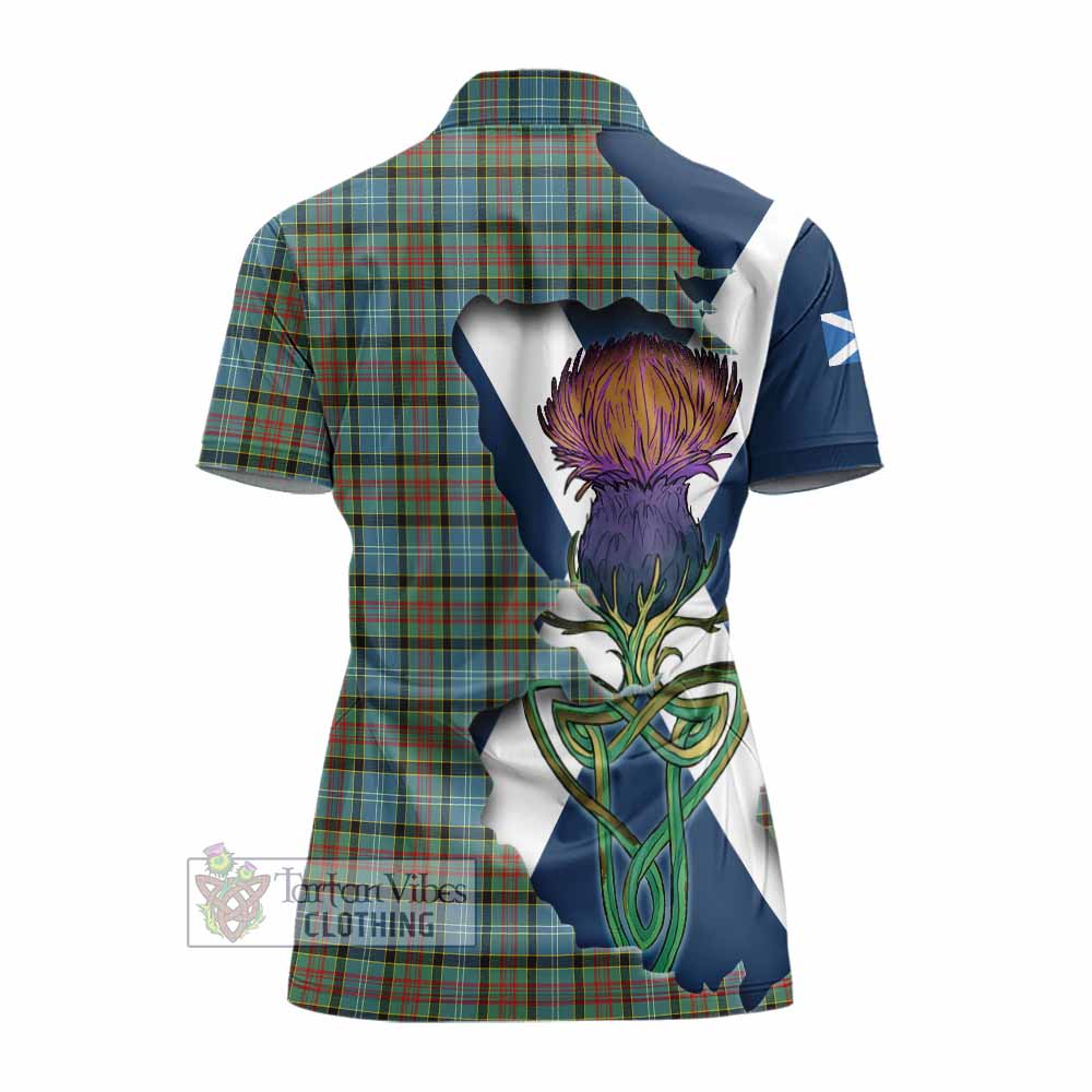 Tartan Vibes Clothing Brisbane Tartan Family Crest Women's Polo Shirt Scottish Thistle Celtic Inspired