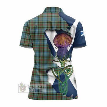 Brisbane Tartan Family Crest Women's Polo Shirt Scottish Thistle Celtic Inspired