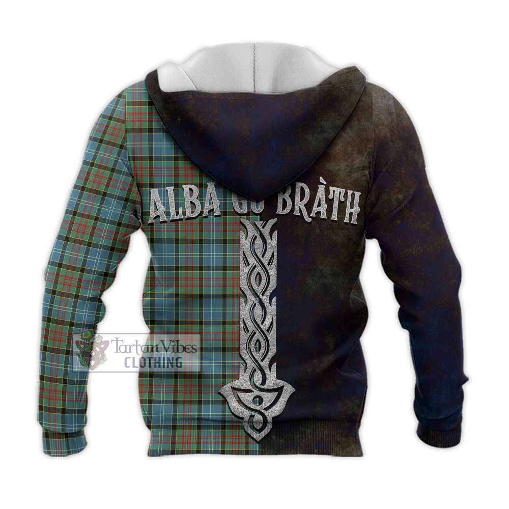 Tartan Vibes Clothing Brisbane Tartan Family Crest Knitted Hoodie Alba Gu Brath Be Brave Lion Ancient Style