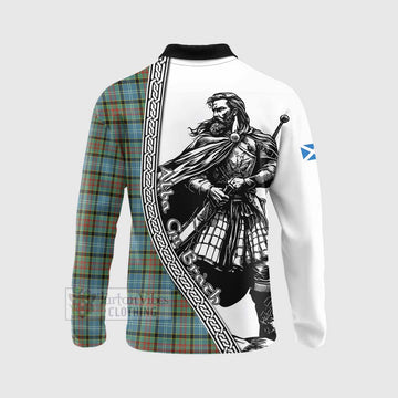 Tartan Vibes Clothing Brisbane Tartan Clan Crest Long Sleeve Polo Shirt with Highlander Warrior Celtic Style
