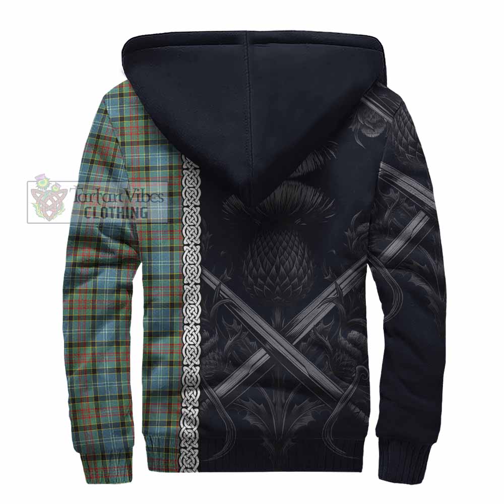 Tartan Vibes Clothing Brisbane Tartan Sherpa Hoodie with Family Crest Cross Sword Thistle Celtic Vibes