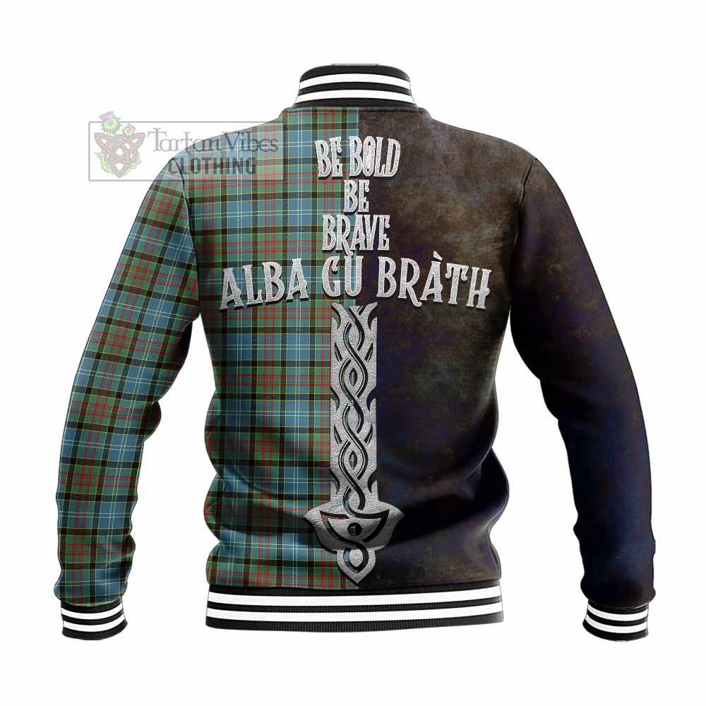 Tartan Vibes Clothing Brisbane Tartan Family Crest Baseball Jacket Alba Gu Brath Be Brave Lion Ancient Style