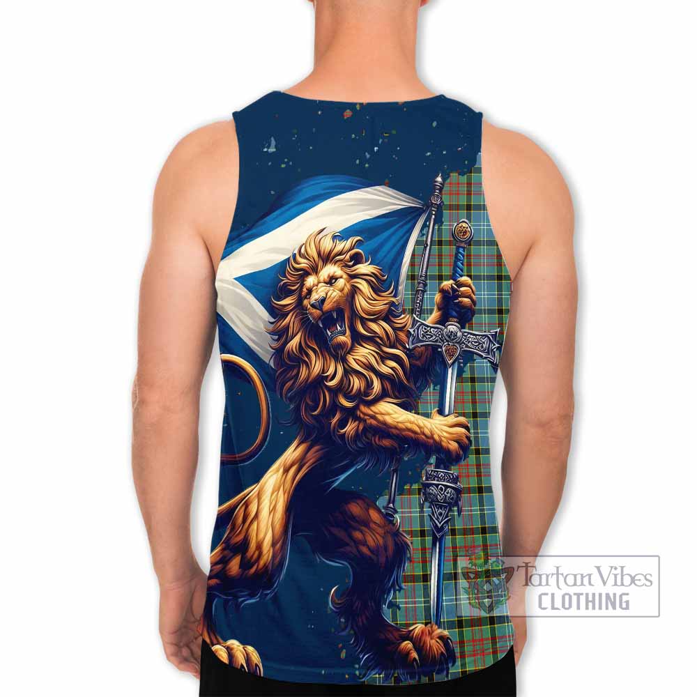 Tartan Vibes Clothing Brisbane Tartan Family Crest Men's Tank Top with Scottish Majestic Lion