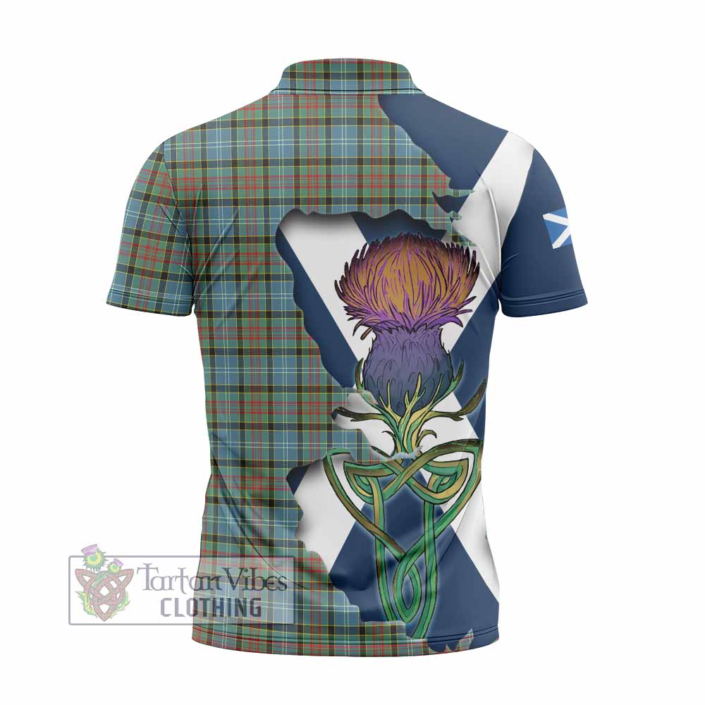Tartan Vibes Clothing Brisbane Tartan Family Crest Zipper Polo Shirt Scottish Thistle Celtic Inspired