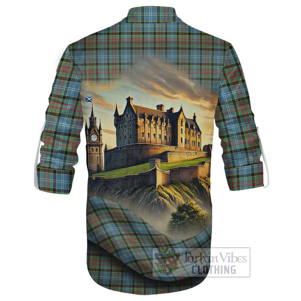 Tartan Vibes Clothing Brisbane Tartan Family Crest Ghillie Kilt Shirt with Scottish Ancient Castle Style