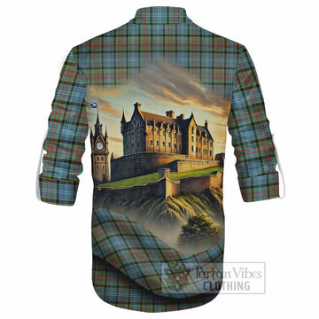 Tartan Vibes Clothing Brisbane Tartan Family Crest Ghillie Kilt Shirt with Scottish Ancient Castle Style