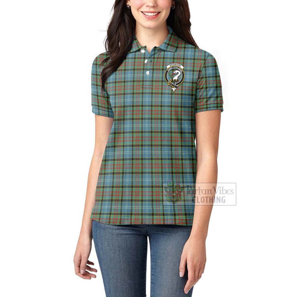 Tartan Vibes Clothing Brisbane Tartan Women's Polo Shirt with Family Crest Celtic Skull Style