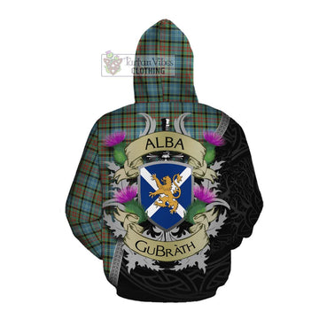Brisbane Tartan Family Crest Cotton Hoodie Lion Rampant Royal Thistle Shield Celtic Inspired