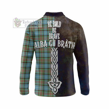 Brisbane Tartan Family Crest Long Sleeve Polo Shirt Alba Gu Brath Be Brave Lion Ancient Style