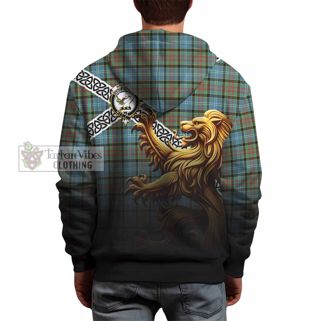 Tartan Vibes Clothing Brisbane Crest Tartan Hoodie with Golden Lion Emblem Celtic Style