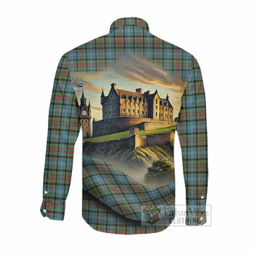 Brisbane Tartan Family Crest Long Sleeve Button Shirt with Scottish Ancient Castle Style