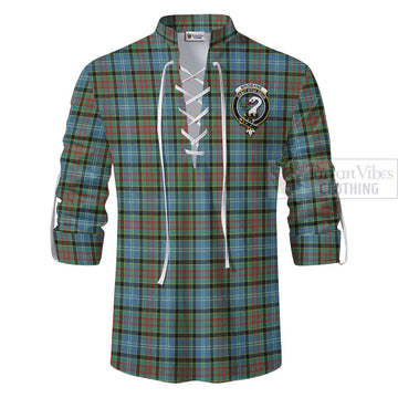 Tartan Vibes Clothing Brisbane Tartan Ghillie Kilt Shirt with Family Crest Celtic Skull Style