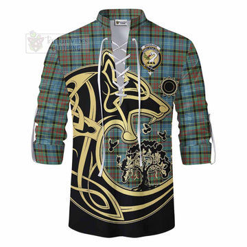 Tartan Vibes Clothing Brisbane Tartan Ghillie Kilt Shirt with Family Crest Celtic Wolf Style