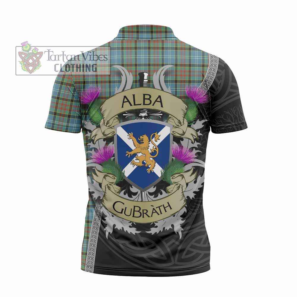 Tartan Vibes Clothing Brisbane Tartan Family Crest Zipper Polo Shirt Lion Rampant Royal Thistle Shield Celtic Inspired