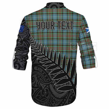 Tartan Vibes Clothing Brisbane Crest Tartan Ghillie Kilt Shirt with New Zealand Silver Fern Half Style