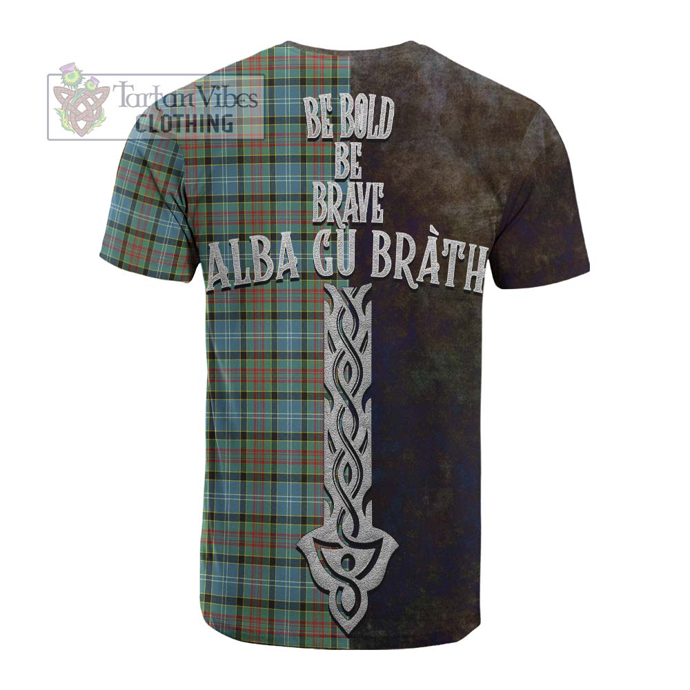 Tartan Vibes Clothing Brisbane Tartan Family Crest Cotton T-shirt Alba Gu Brath Be Brave Lion Ancient Style
