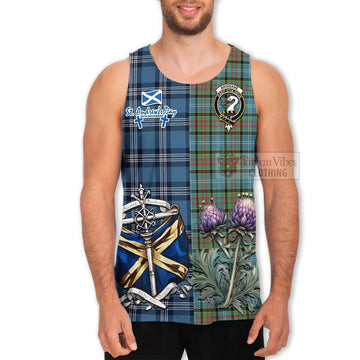 Tartan Vibes Clothing Brisbane Tartan Men's Tank Top Happy St. Andrew's Day Half Tartan Style