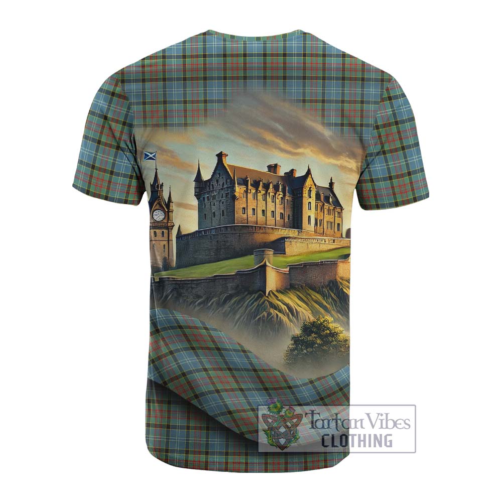 Tartan Vibes Clothing Brisbane Tartan Family Crest Cotton T-shirt with Scottish Ancient Castle Style