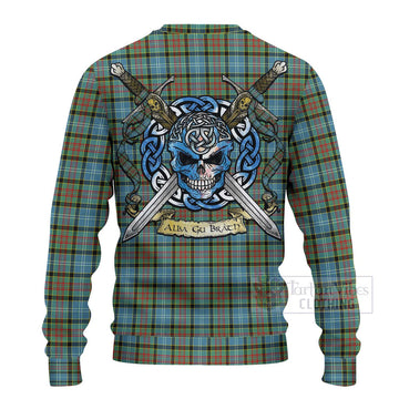 Tartan Vibes Clothing Brisbane Tartan Knitted Sweater with Family Crest Celtic Skull Style