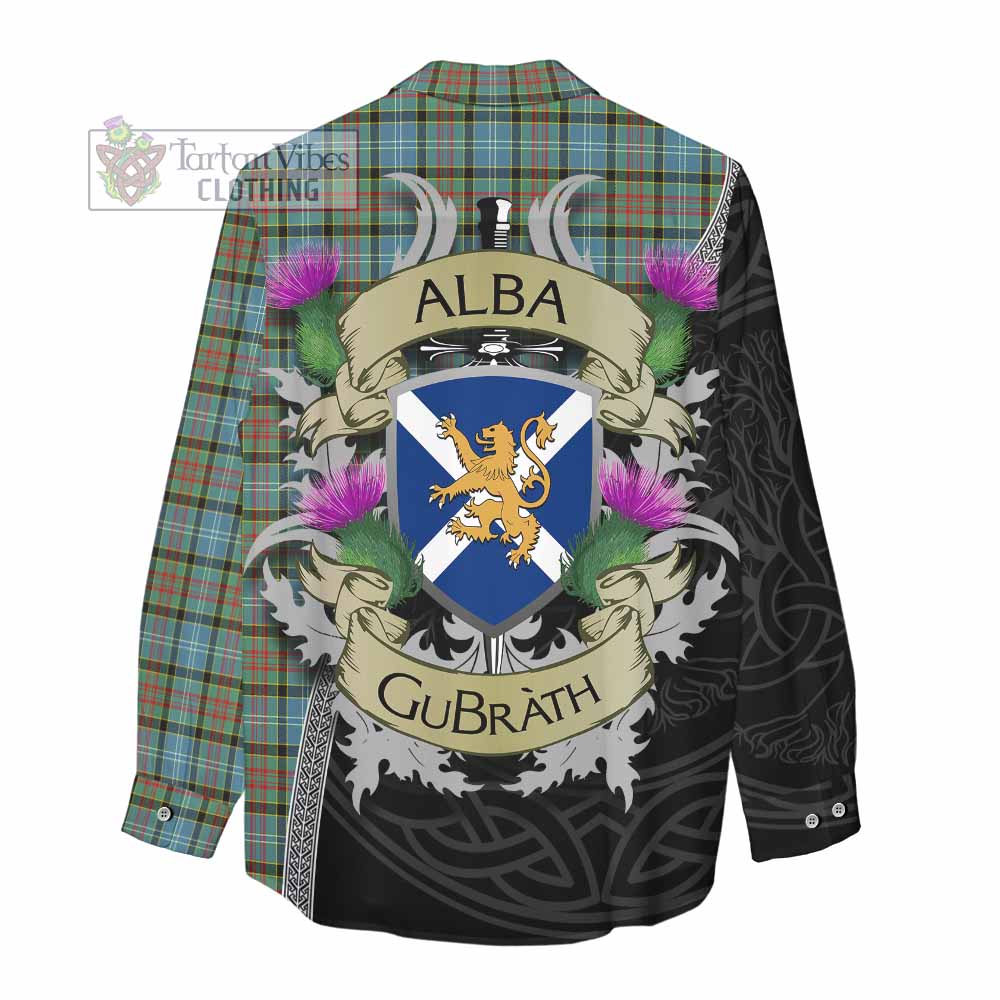 Tartan Vibes Clothing Brisbane Tartan Family Crest Women's Casual Shirt Lion Rampant Royal Thistle Shield Celtic Inspired