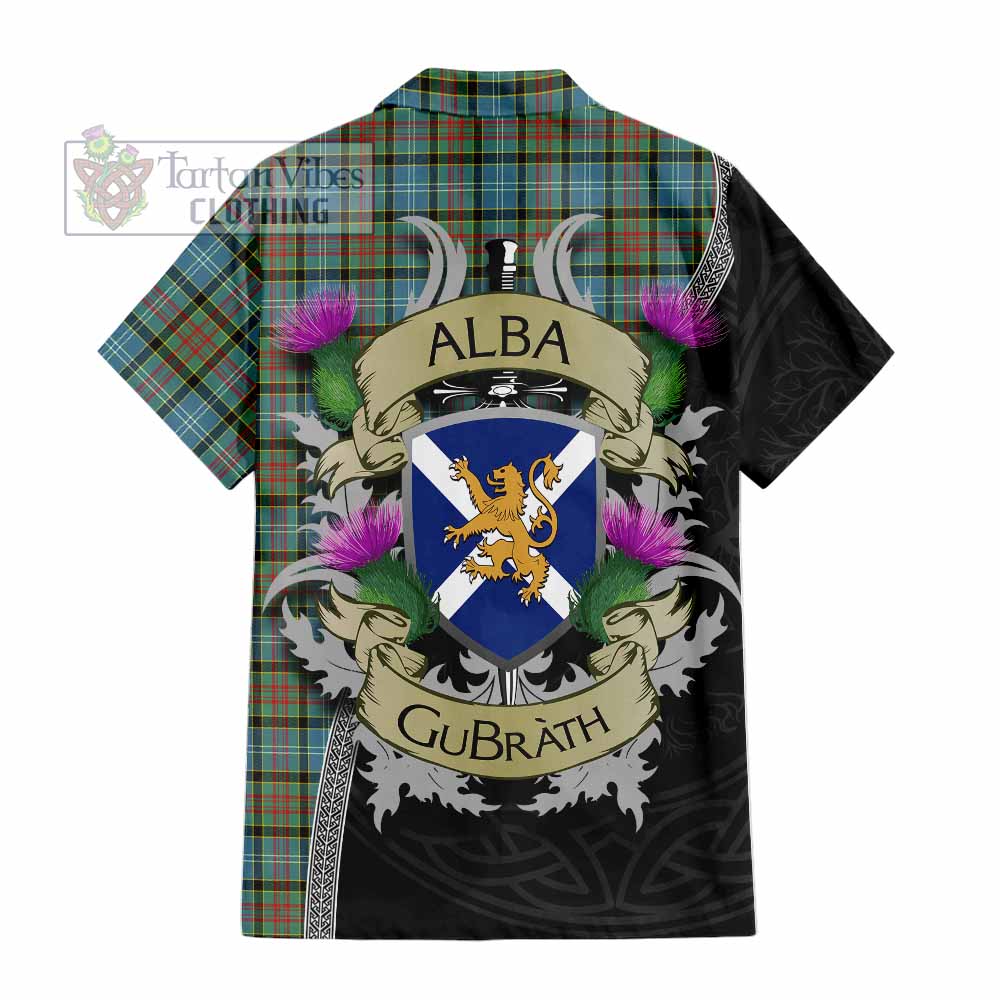 Tartan Vibes Clothing Brisbane Tartan Family Crest Short Sleeve Button Shirt Lion Rampant Royal Thistle Shield Celtic Inspired