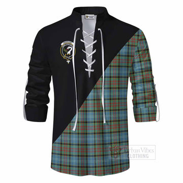 Tartan Vibes Clothing Brisbane Tartan Ghillie Kilt Shirt with Family Crest and Military Logo Style