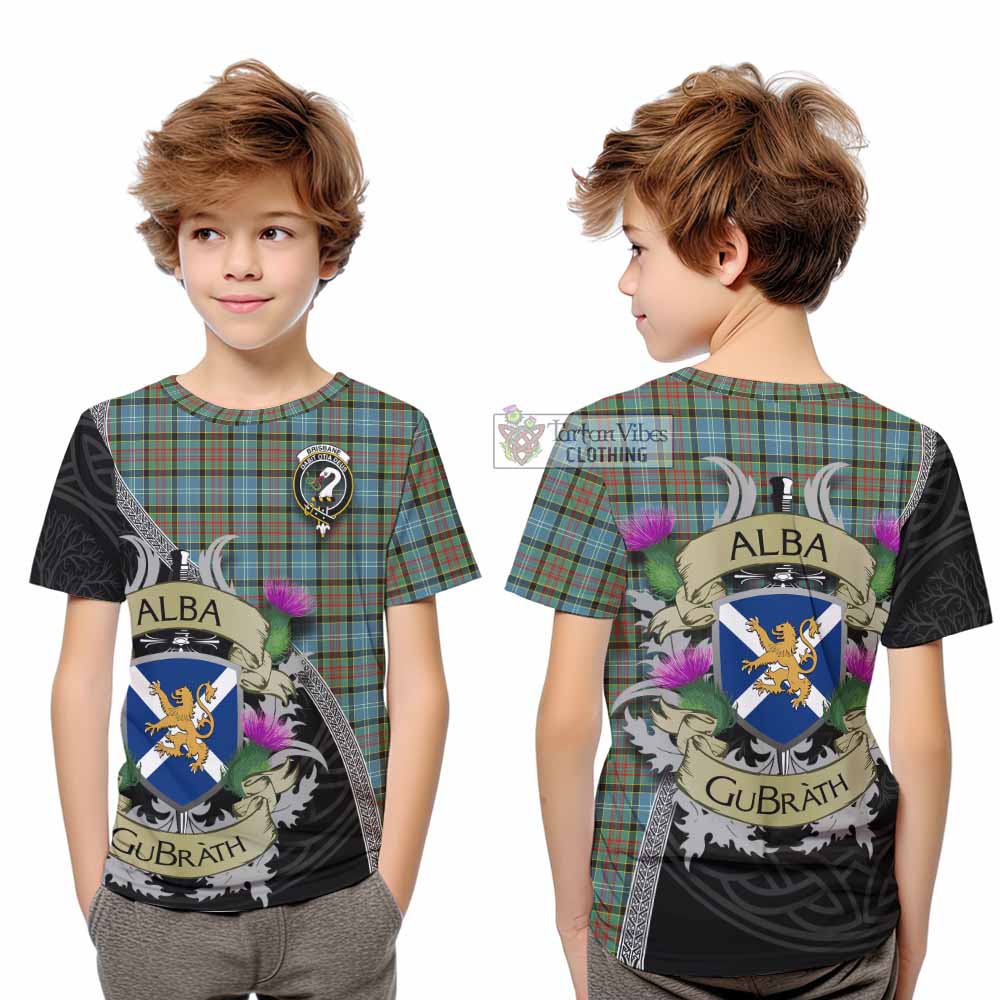 Tartan Vibes Clothing Brisbane Tartan Family Crest Kid T-Shirt Lion Rampant Royal Thistle Shield Celtic Inspired