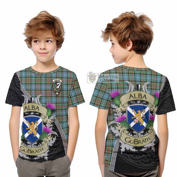 Brisbane Tartan Family Crest Kid T-Shirt Lion Rampant Royal Thistle Shield Celtic Inspired