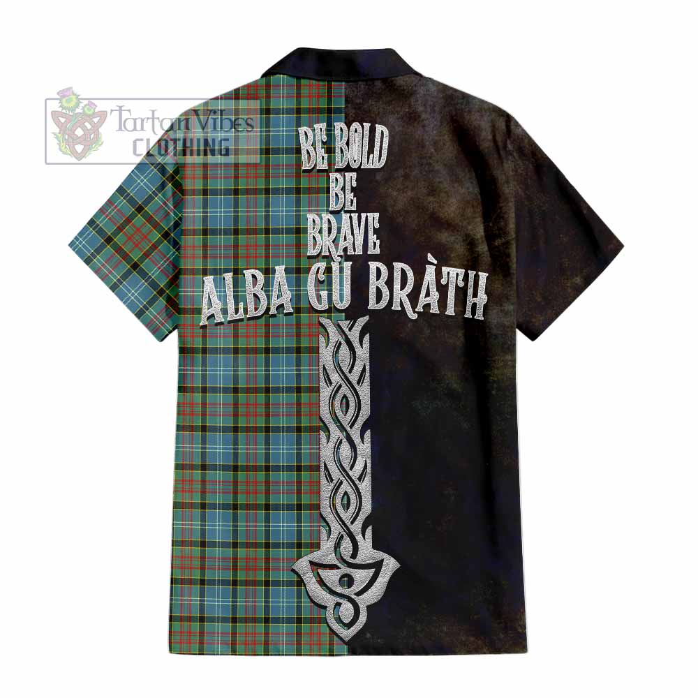 Tartan Vibes Clothing Brisbane Tartan Family Crest Short Sleeve Button Shirt Alba Gu Brath Be Brave Lion Ancient Style
