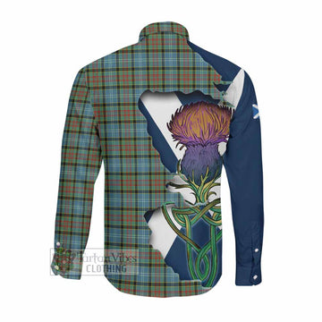Brisbane Tartan Family Crest Long Sleeve Button Shirt Scottish Thistle Celtic Inspired