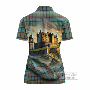 Brisbane Tartan Family Crest Women's Polo Shirt with Scottish Ancient Castle Style