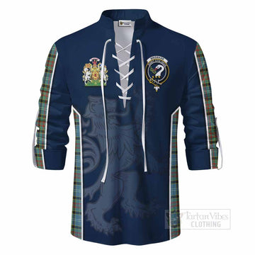 Tartan Vibes Clothing Brisbane Tartan Ghillie Kilt Shirt with Family Crest and Lion Rampant Vibes Sport Style
