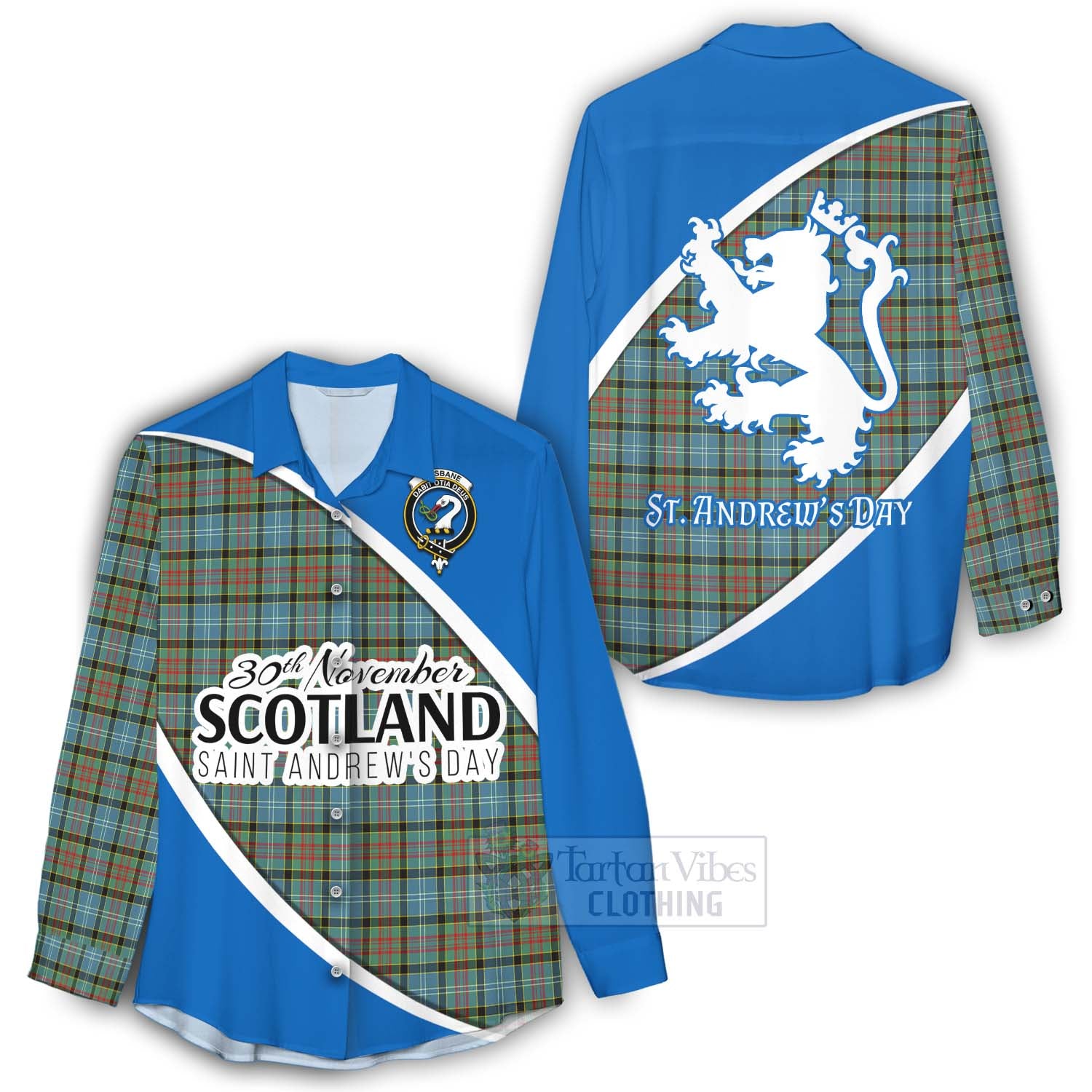 Tartan Vibes Clothing Brisbane Family Crest Tartan Women's Casual Shirt Celebrate Saint Andrew's Day in Style