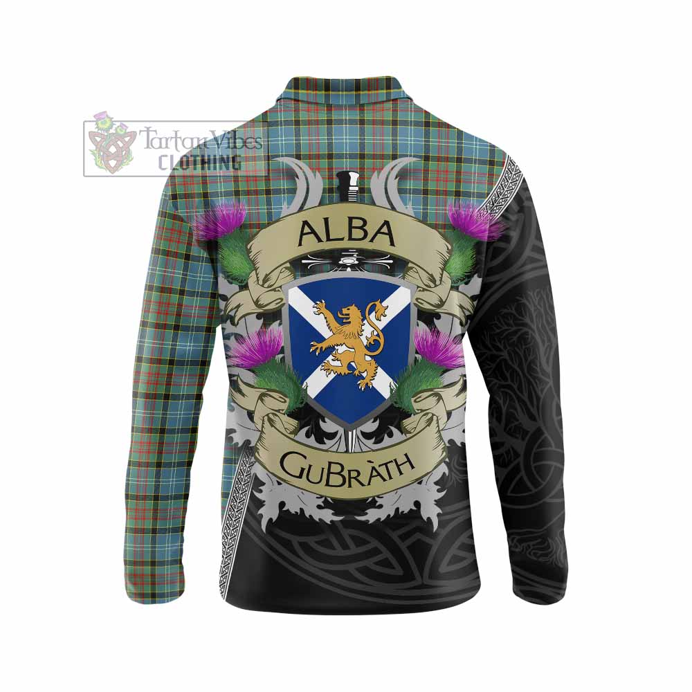 Tartan Vibes Clothing Brisbane Tartan Family Crest Long Sleeve Polo Shirt Lion Rampant Royal Thistle Shield Celtic Inspired