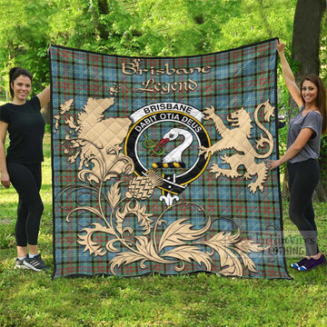 Brisbane Tartan Quilt with Family Crest and Scottish Symbol Style