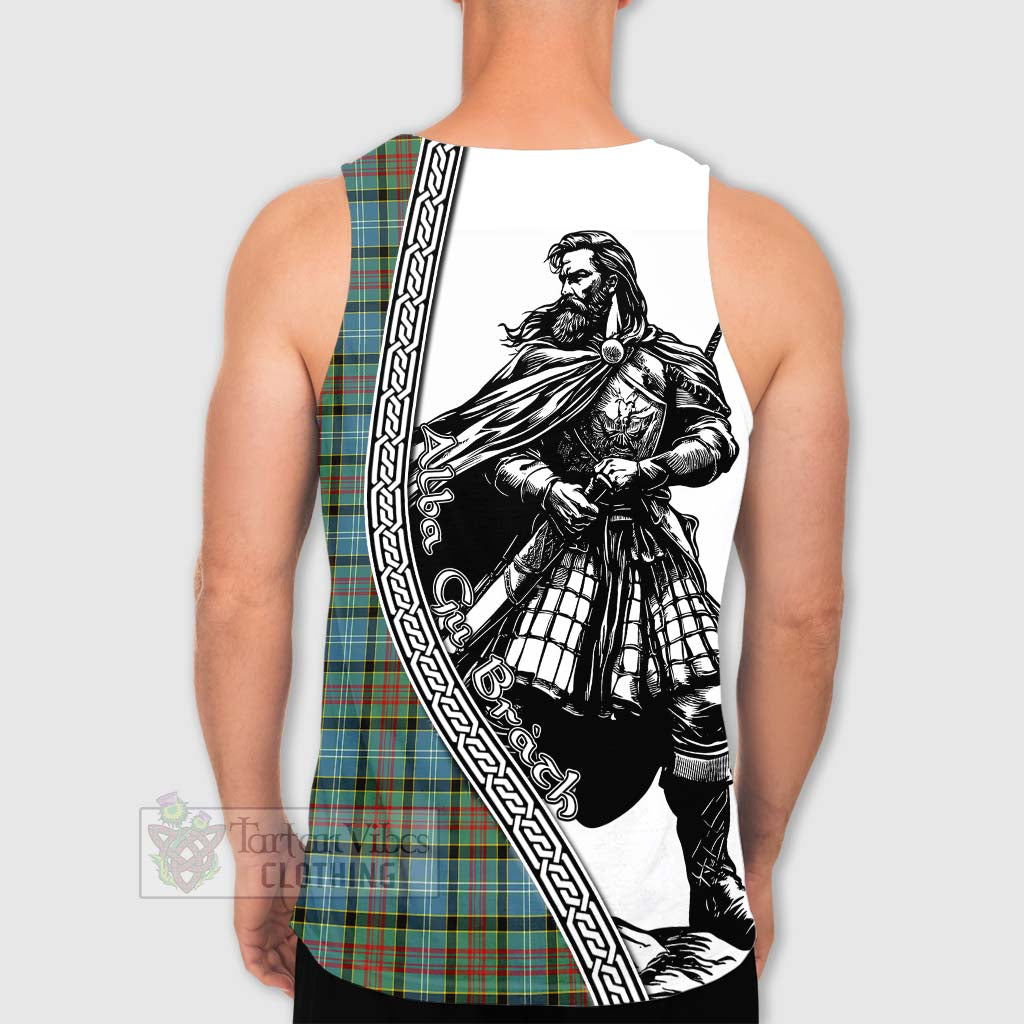 Tartan Vibes Clothing Brisbane Tartan Clan Crest Men's Tank Top with Highlander Warrior Celtic Style
