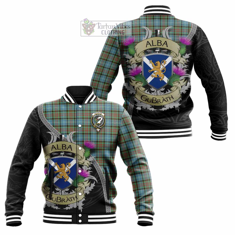 Tartan Vibes Clothing Brisbane Tartan Family Crest Baseball Jacket Lion Rampant Royal Thistle Shield Celtic Inspired