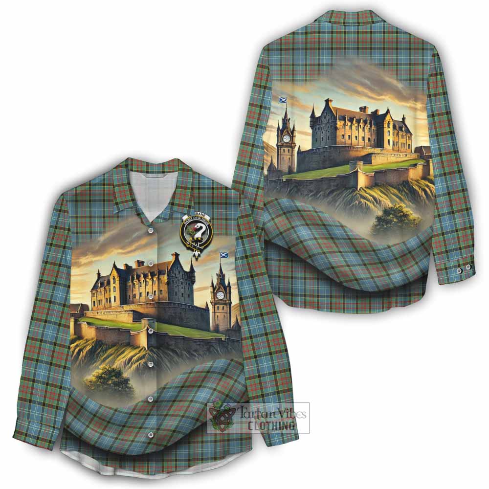 Tartan Vibes Clothing Brisbane Tartan Family Crest Women's Casual Shirt with Scottish Ancient Castle Style